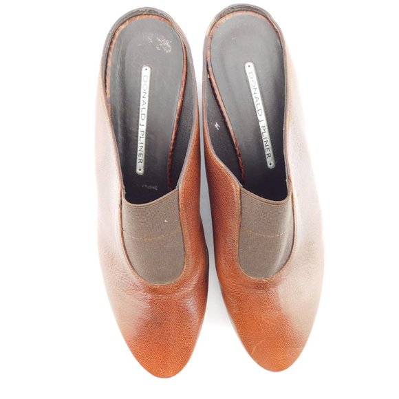 DONALD J PLINER Brown Leather Croc Wedge Slide Mules 8 - Picture 11 of 11